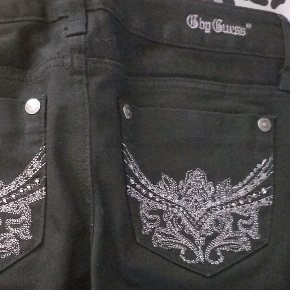 Women Size 27 GbyGuess Black Jeans straight leg - Picture 3 of 8